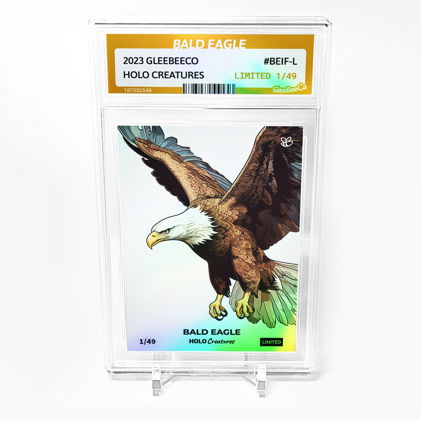 BALD EAGLE In Flight Card GleeBeeCo Holo Creatures *Slab* #BEIF-L Only /49