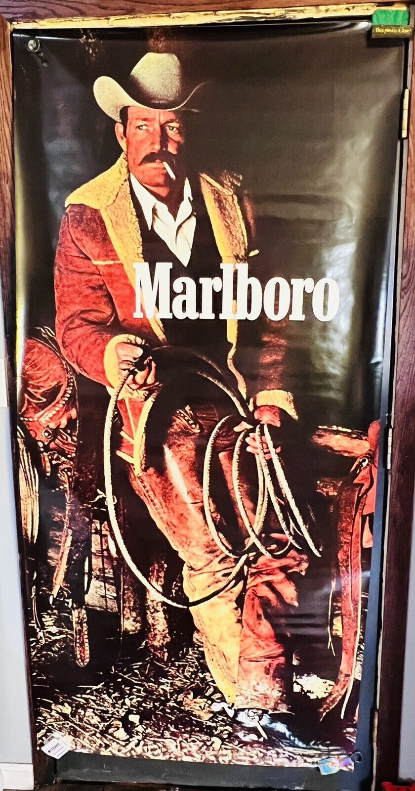 Vintage Original Marlboro Man Darrel Winfiel Cowboy  Door Poster 75”x36” New