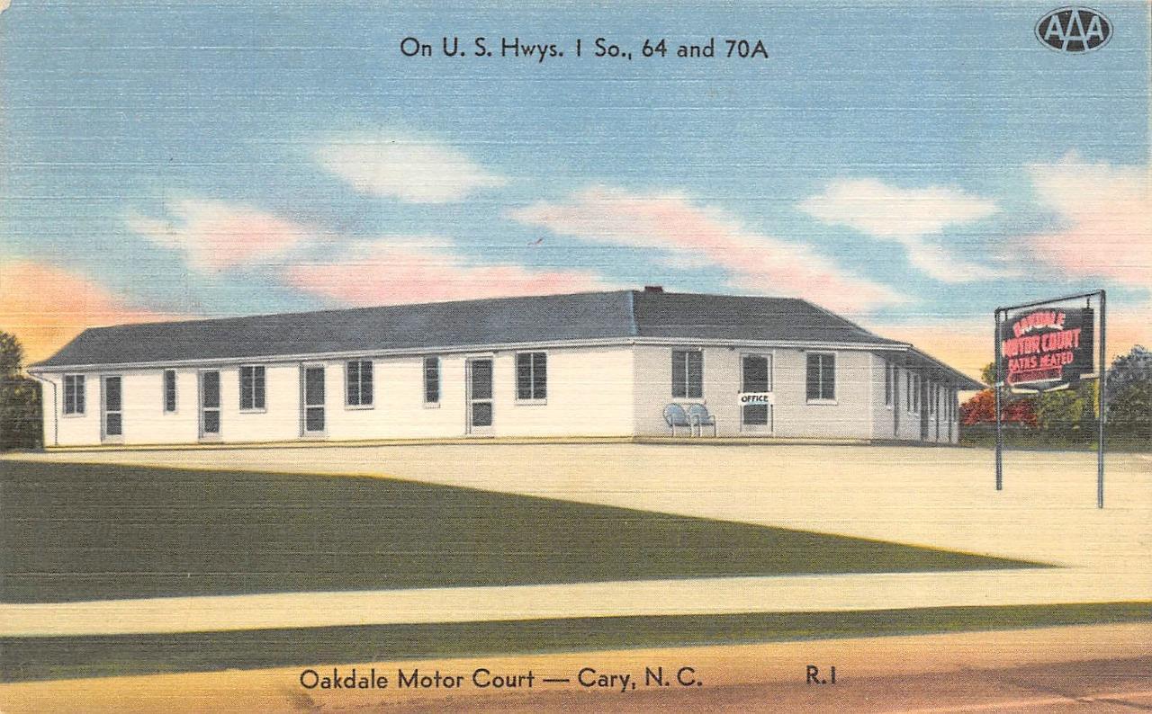 Cary, NC North Carolina  OAKDALE MOTOR COURT Roadside Motel  1953 LINEN Postcard