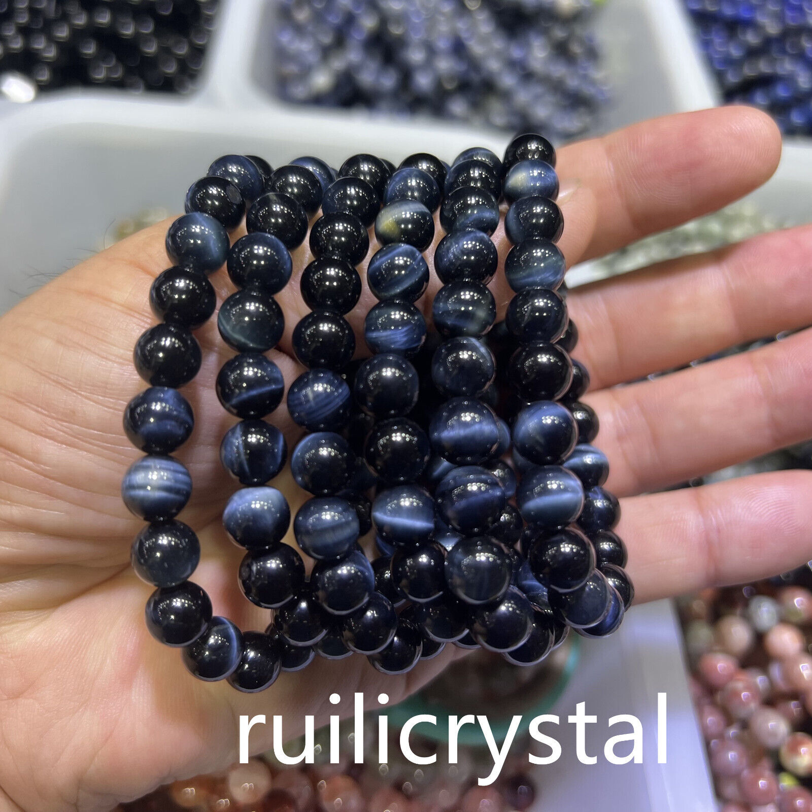 Top Wholesale Lot 6 Pcs Natural Blue tiger eye 8mm 7.5” Crystal Stretch Bracelet