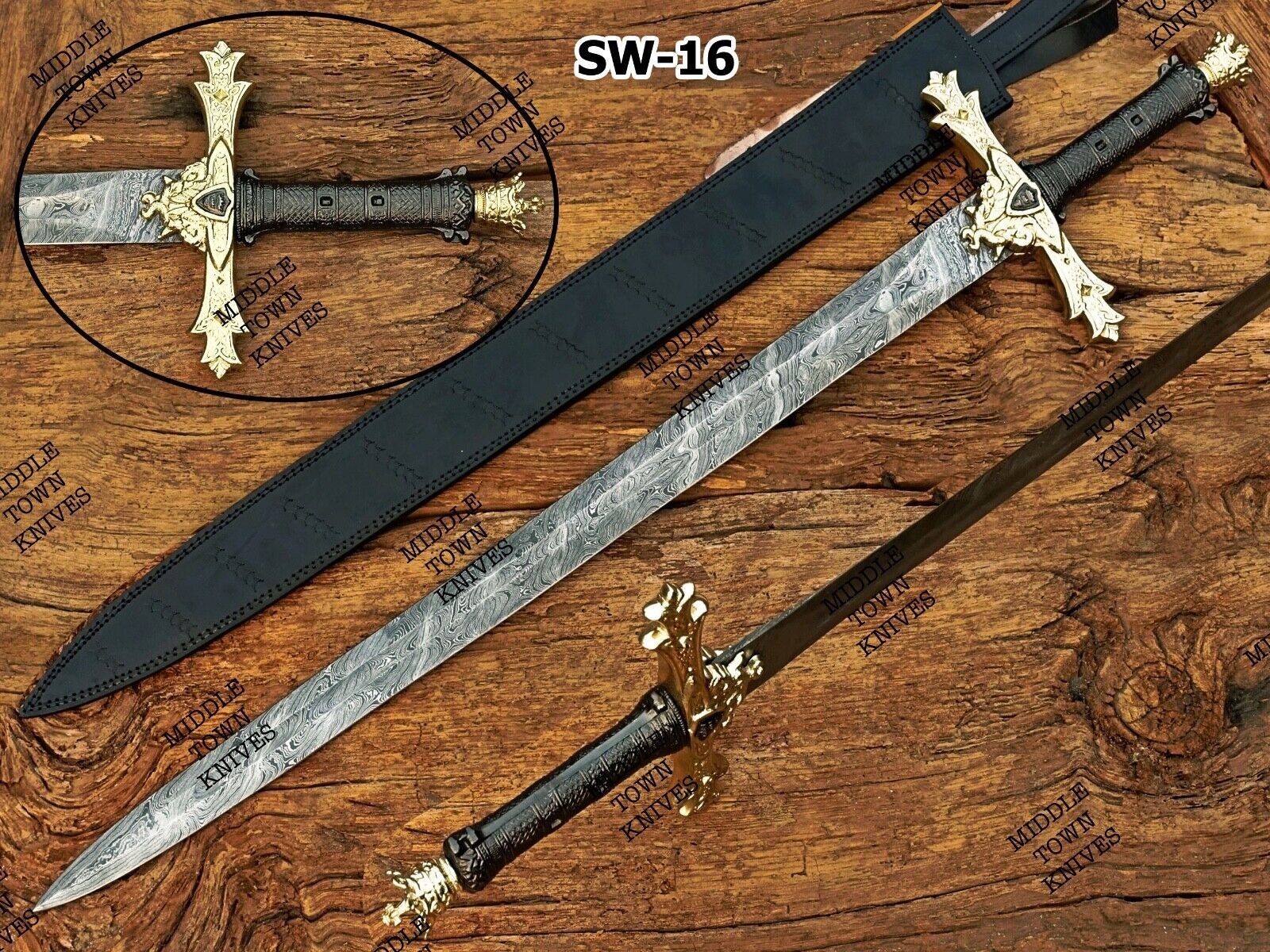 Damascus Steel King Arthur Sword | Excalibur Sword Crown Edition.