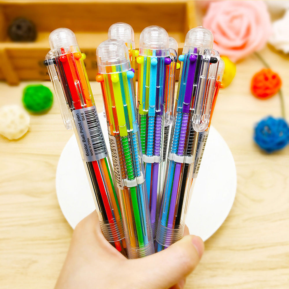 Multi-color 6 in 1 Colors Ballpoint Pen Ball-Point Pens School-Office-Stationary
