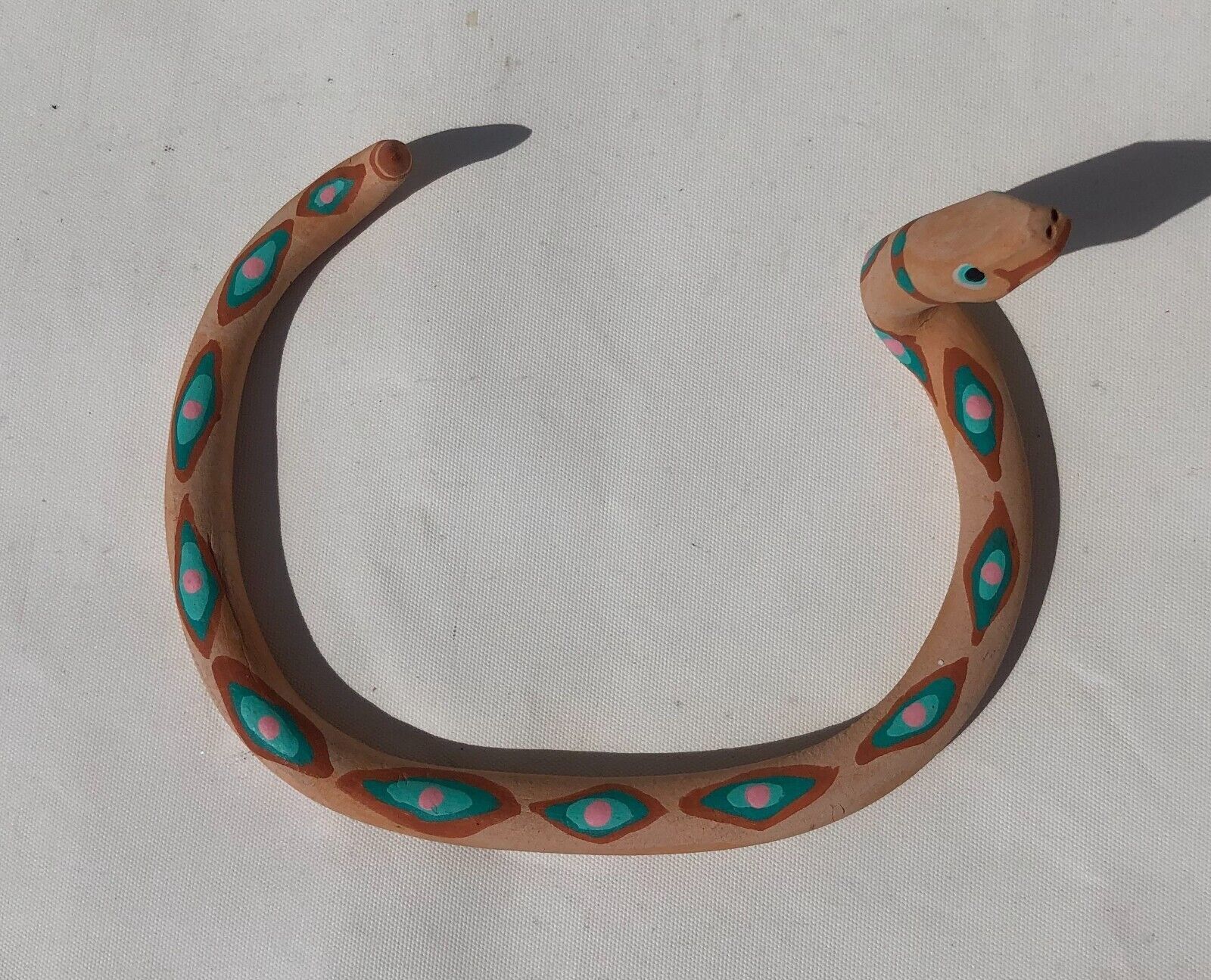 Vintage Clay Colorful Painted Snake