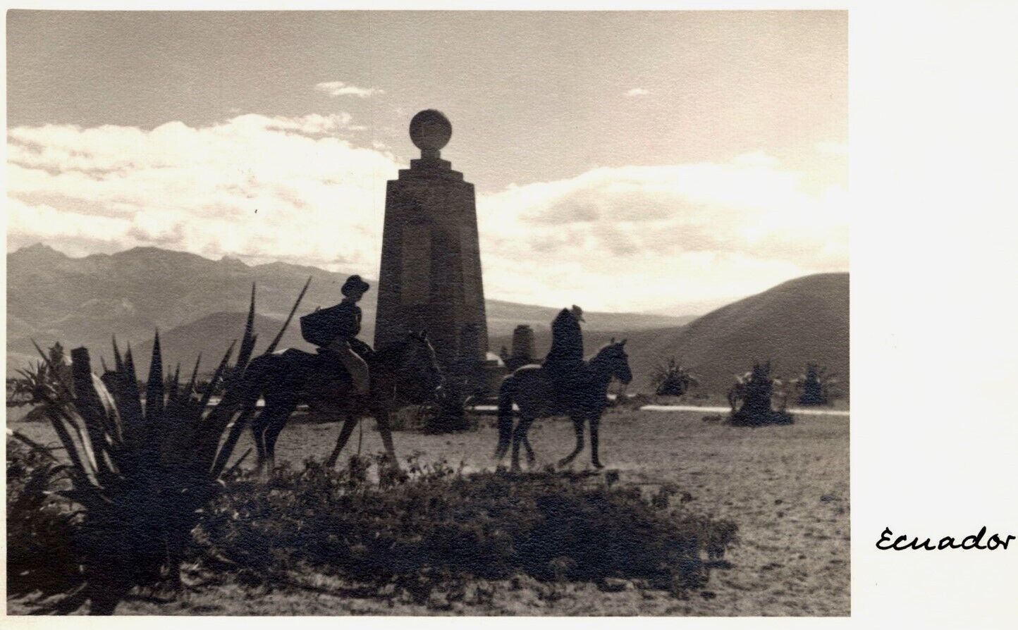 RPPC Ecuador Old Monument to the Equator Near Quito Vtg Postcard View 1950s
