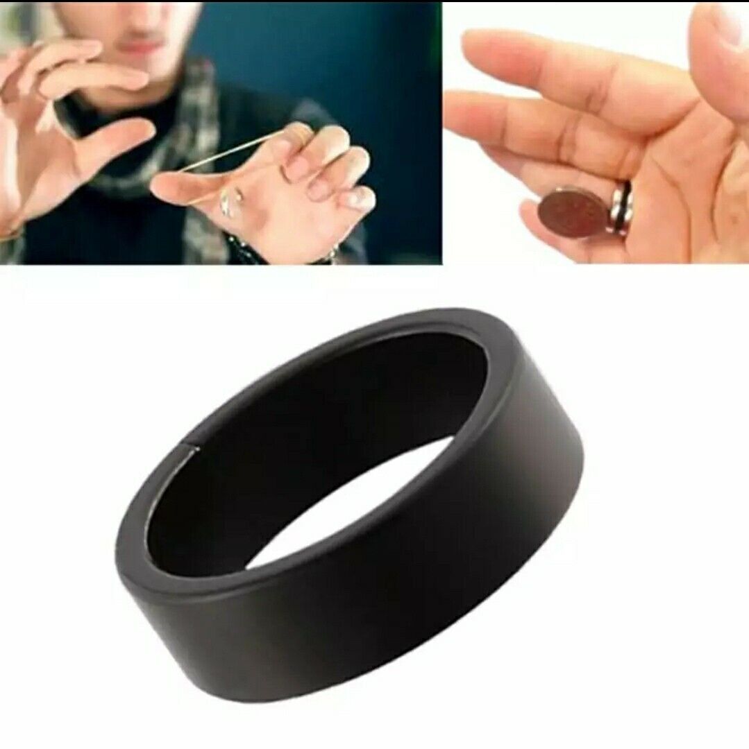 Magic Trick Ring Strong Magnetic Black Prop Learn Beginner Illusions T5
