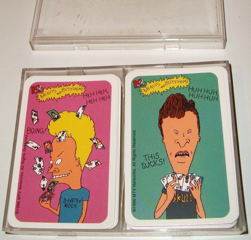 1996 VINTAGE LOT OF 2 PACKS OF BEAVIS AND BUTTHEAD CARDS PLAYING CARDS ALL NEW