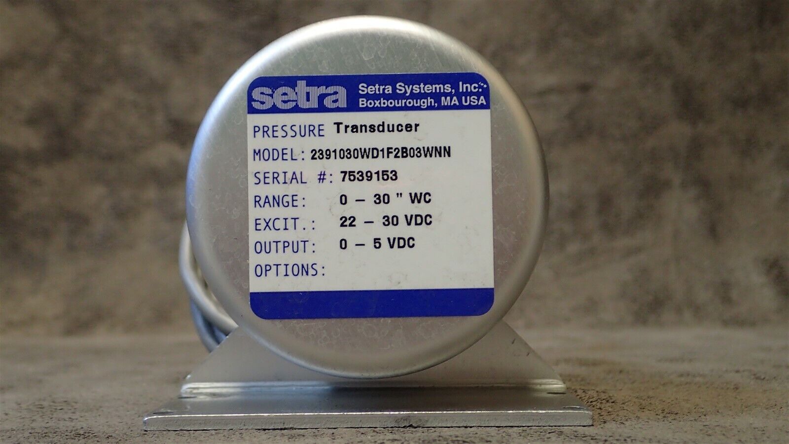 New No Box SETRA C239 Transducer,Output 0-5 VDC,Range 0-30\