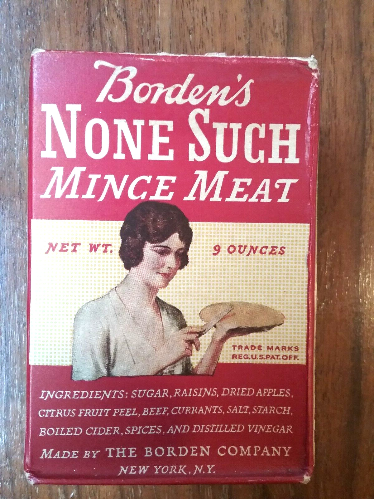 VINTAGE 1939 BORDEN'S NONE SUCH MINCEMEAT BOX,  NOS DISPLAY, PROP, ADVERTISING