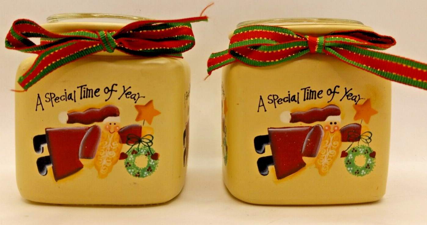 2 Christmas Crazy Mountain Votive Holder Candle Jar A Special Time of Year