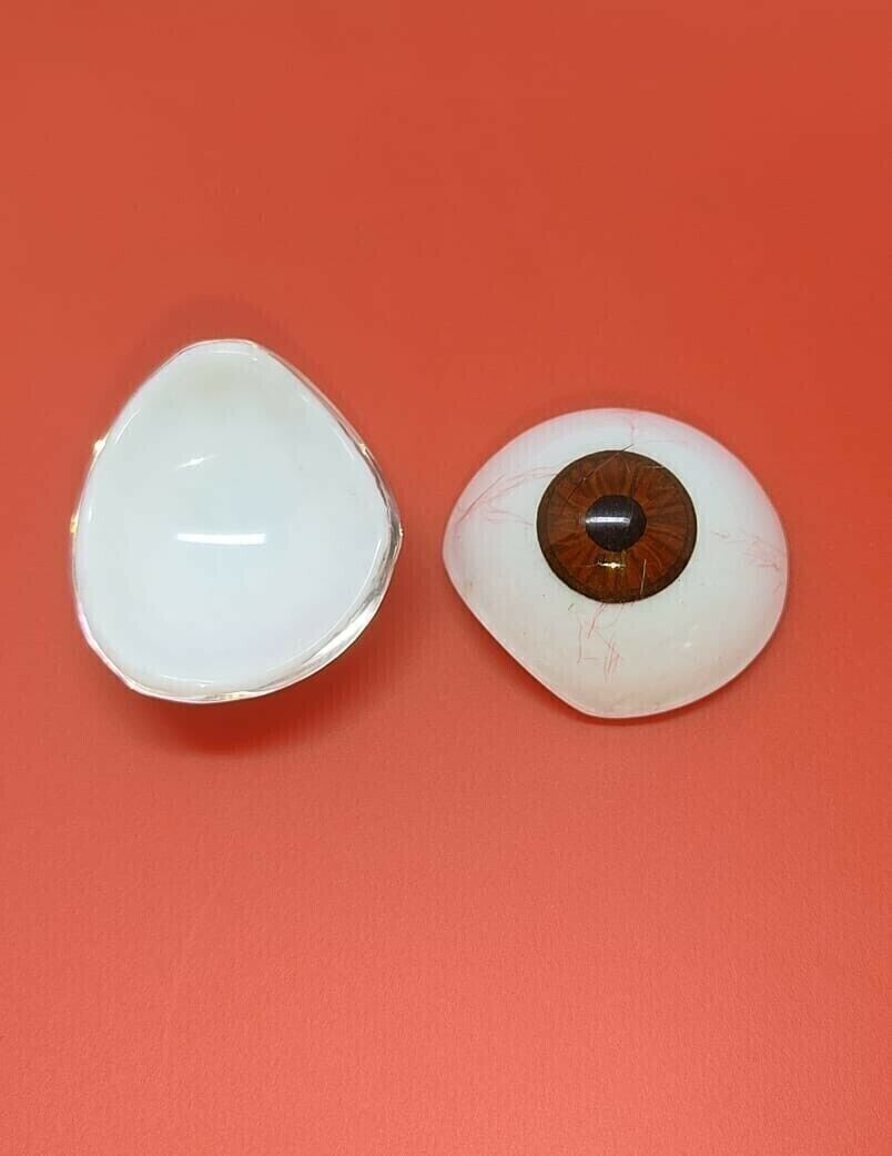 Prosthetic Eye 2PC Antique Human Glass Artificial (Brown Colour)