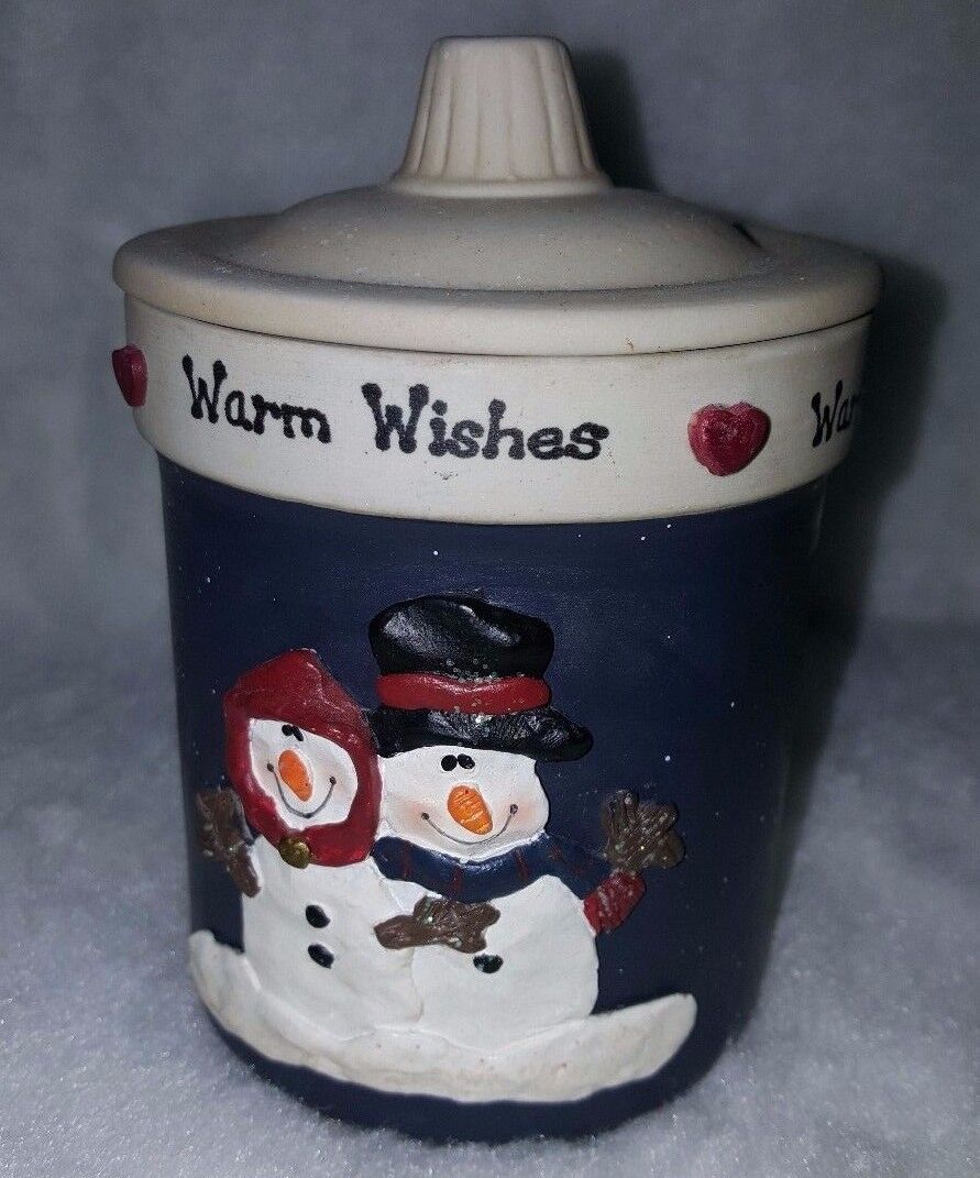 Winter Christmas Warm Wishes Snowman Candle Jar With Lid