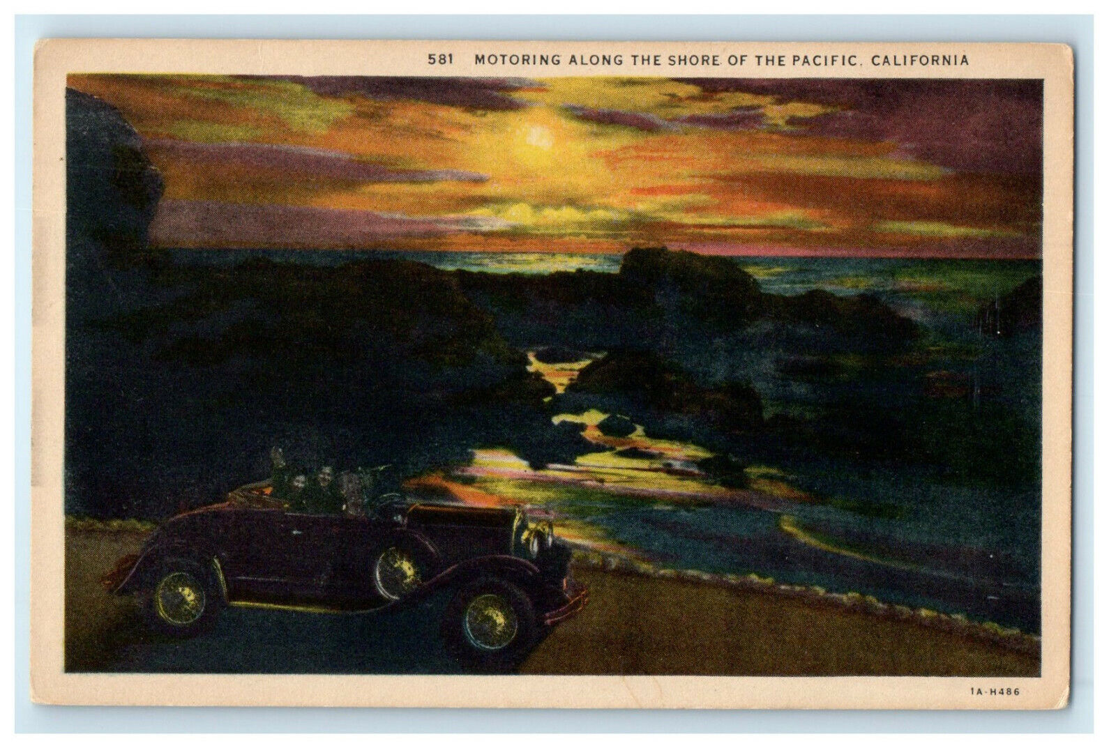 c1930s Motoring Along the Shore of the Pacific California CA Postcard