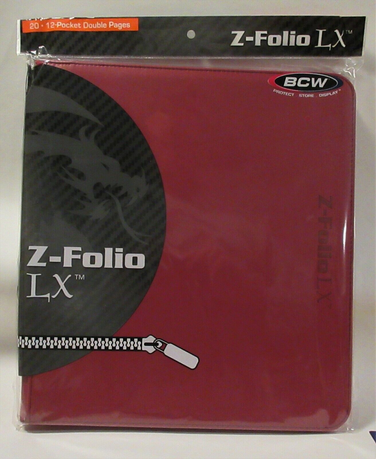 ZIPPER PORTFOLIO, RED GAMING Z-FOLIO 12-POCKET LX ALBUM, HOLDS 480 CARDS