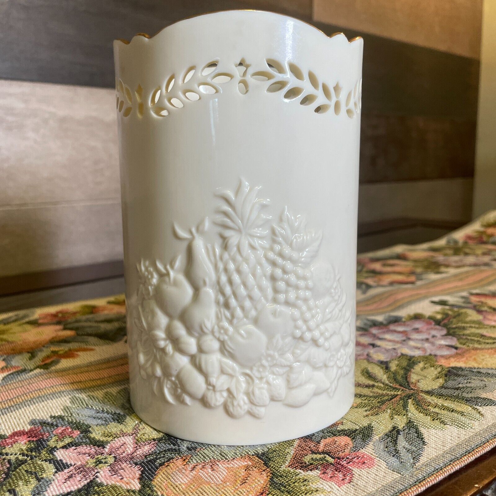 Vintage Lenox Fruits of Life Vase Fine Ivory China with 24KGold Trim Handcrafted
