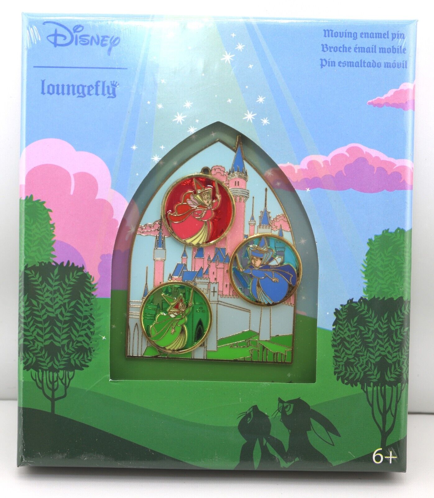 Loungefly Disney Sleeping Beauty Three Fairies Stained Glass Slider LE 1900 Pin