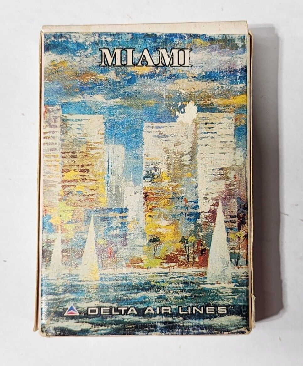 DELTA AIRLINES MIAMI FLORIDA VINTAGE PLAYING CARDS SEALED BOX OPEN NOS