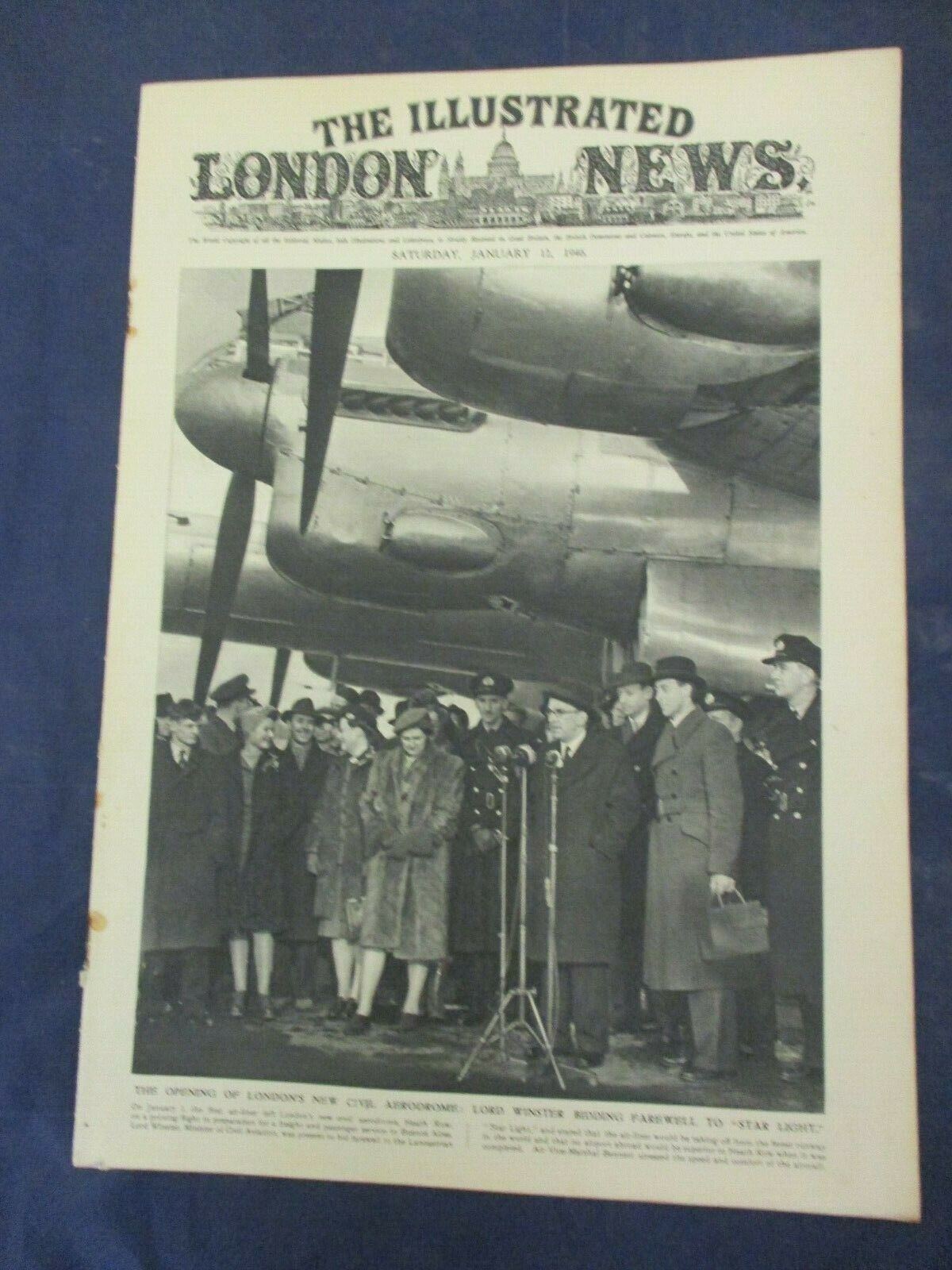  Vintage The Illustrated London News January 12, 1946 New Civil Aerodrome Opens