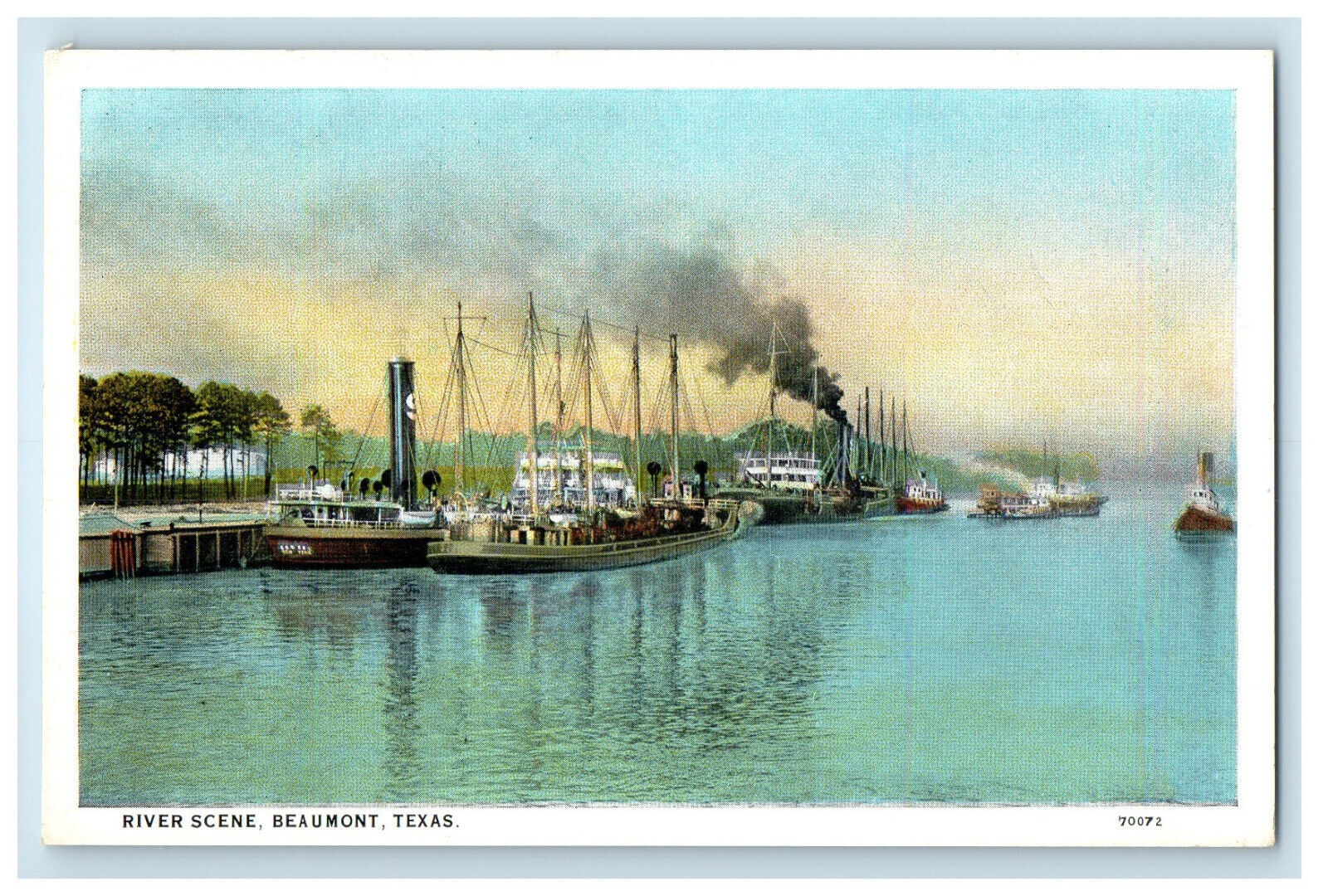c1920's Steamer Boat Harbor Beaumont Texas TX Unposted Postcard