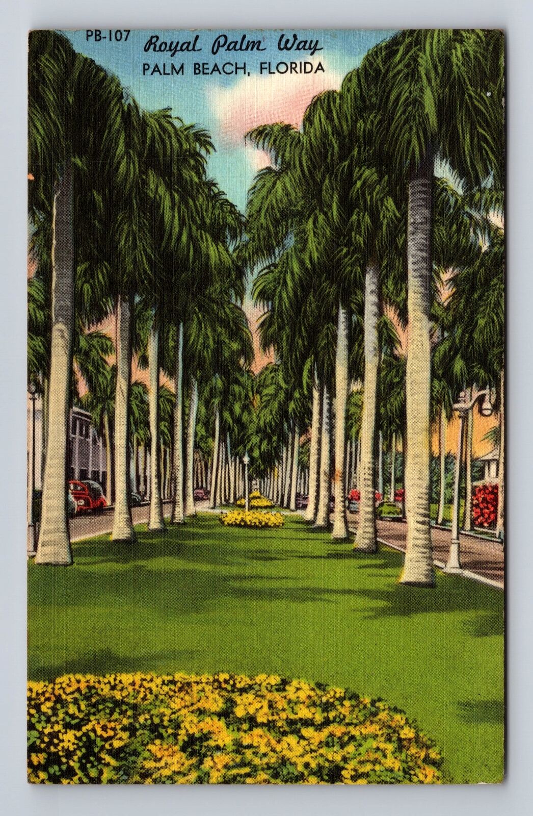 Palm Beach FL-Florida, Royal Palm Way, Vintage c1960 Souvenir Postcard