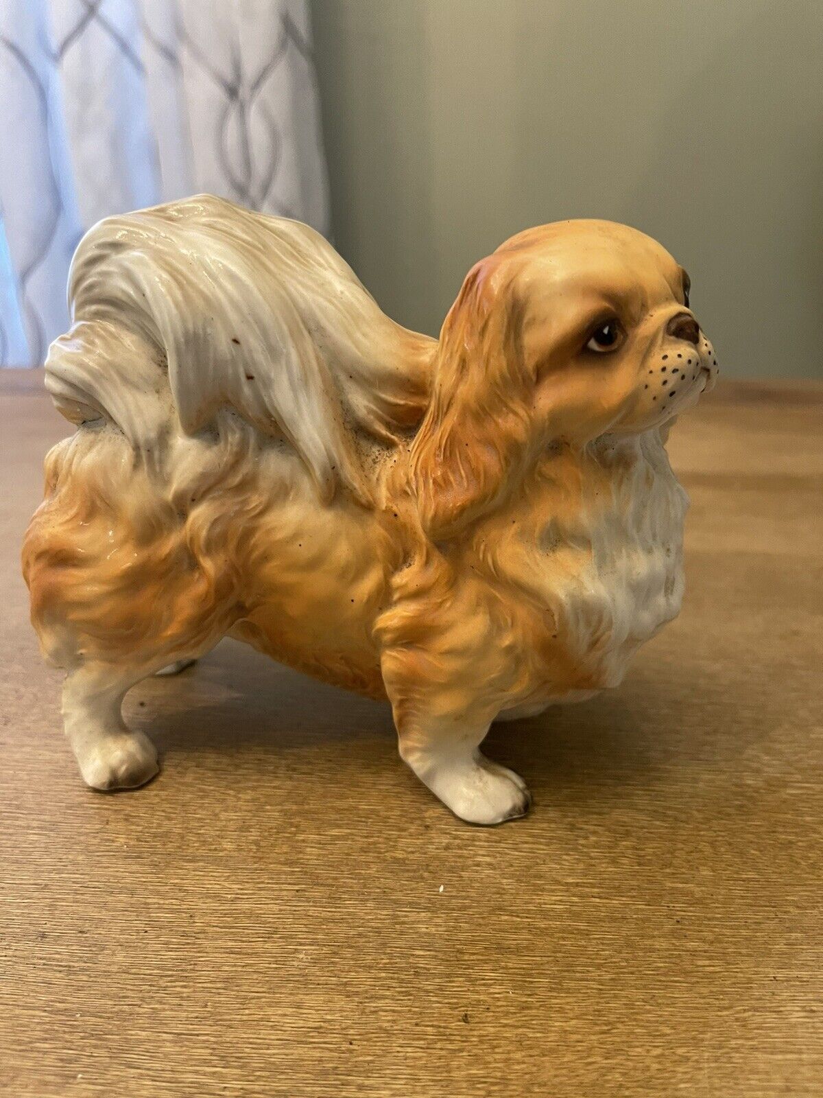 Vintage Ceramic Pekingese Dog Hand Painted Figurine