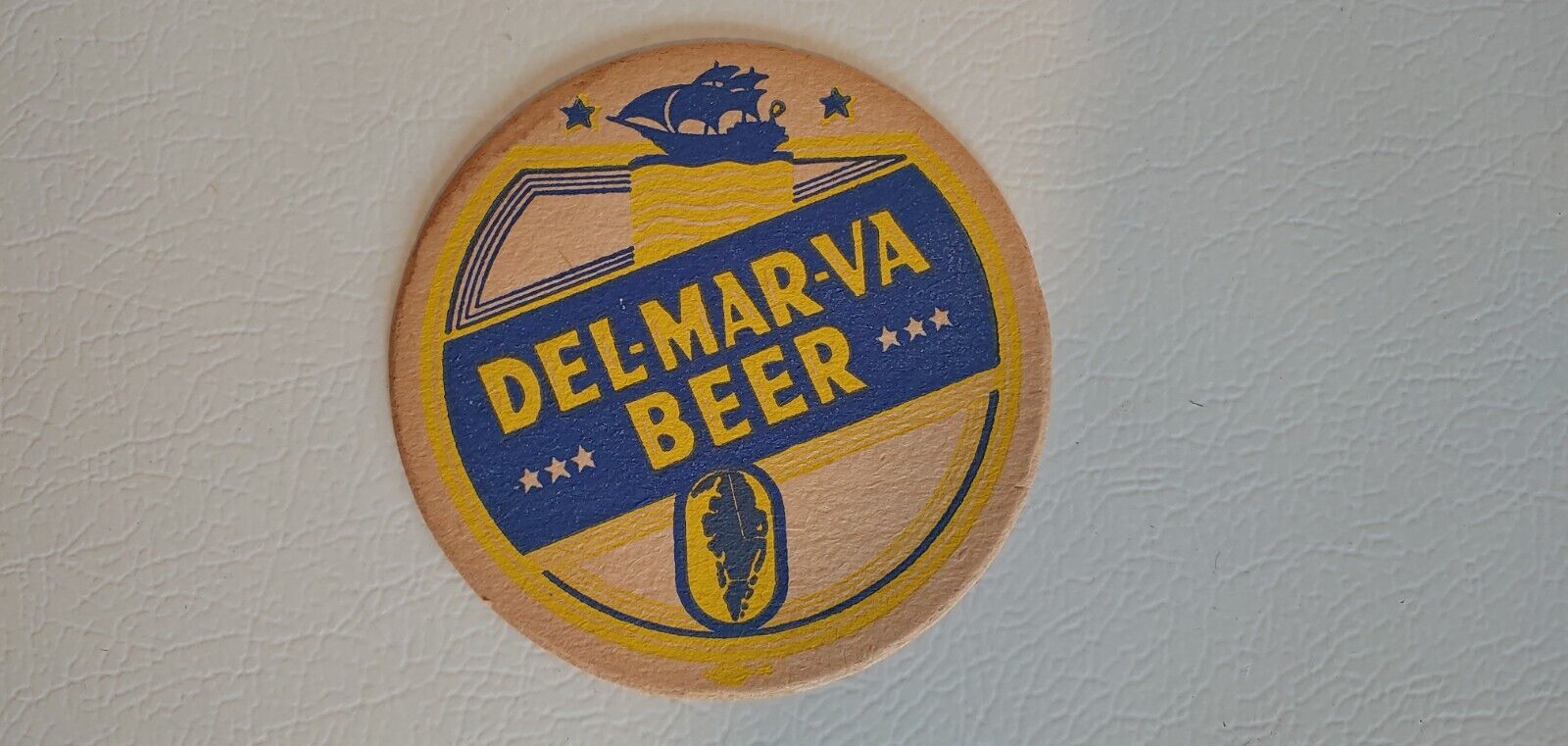 Rare Del-Mar-Va Beer Coaster 4.25\