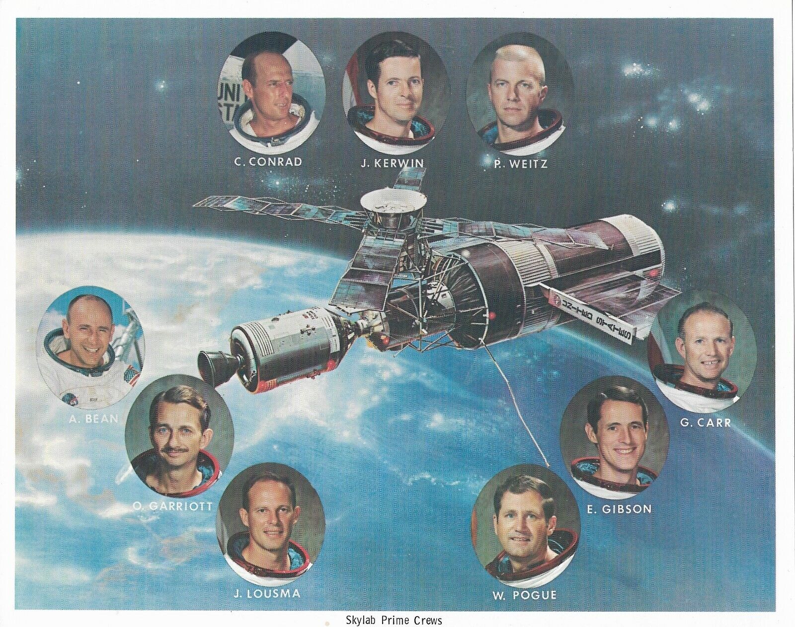 NASA Photo Skylab Prime Crews 1972 Space Educational With Mission Facts 8x10
