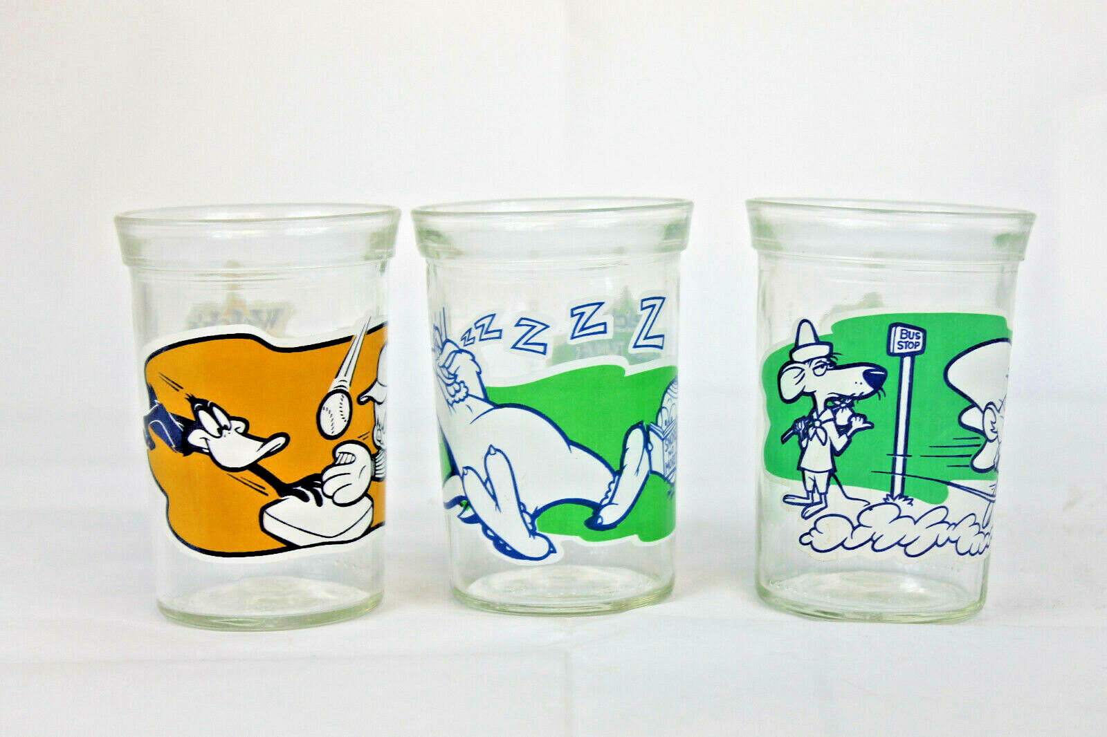 Lot of 3 Vintage Welchs Looney Tunes Jelly Jars 4, 7, 9 Juice Glasses