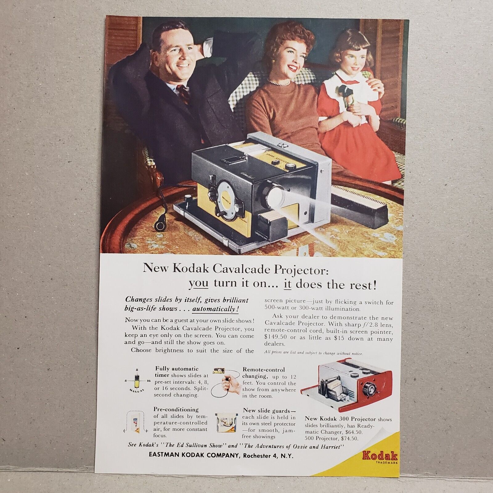 1958 Kodak Cavalcade Projector Print Ad Changes Slides By Itself