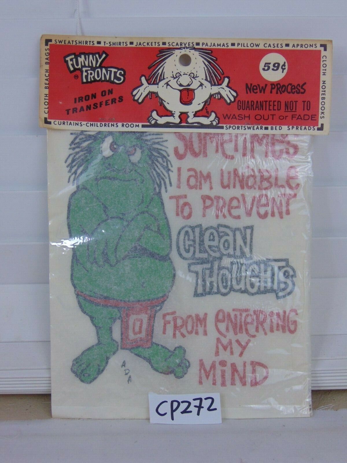 VINTAGE FUNNY FRONTS IRON ON TRANSFER-SOMETIMES UNABLE TO PREVENT CLEAN THOUGHTS
