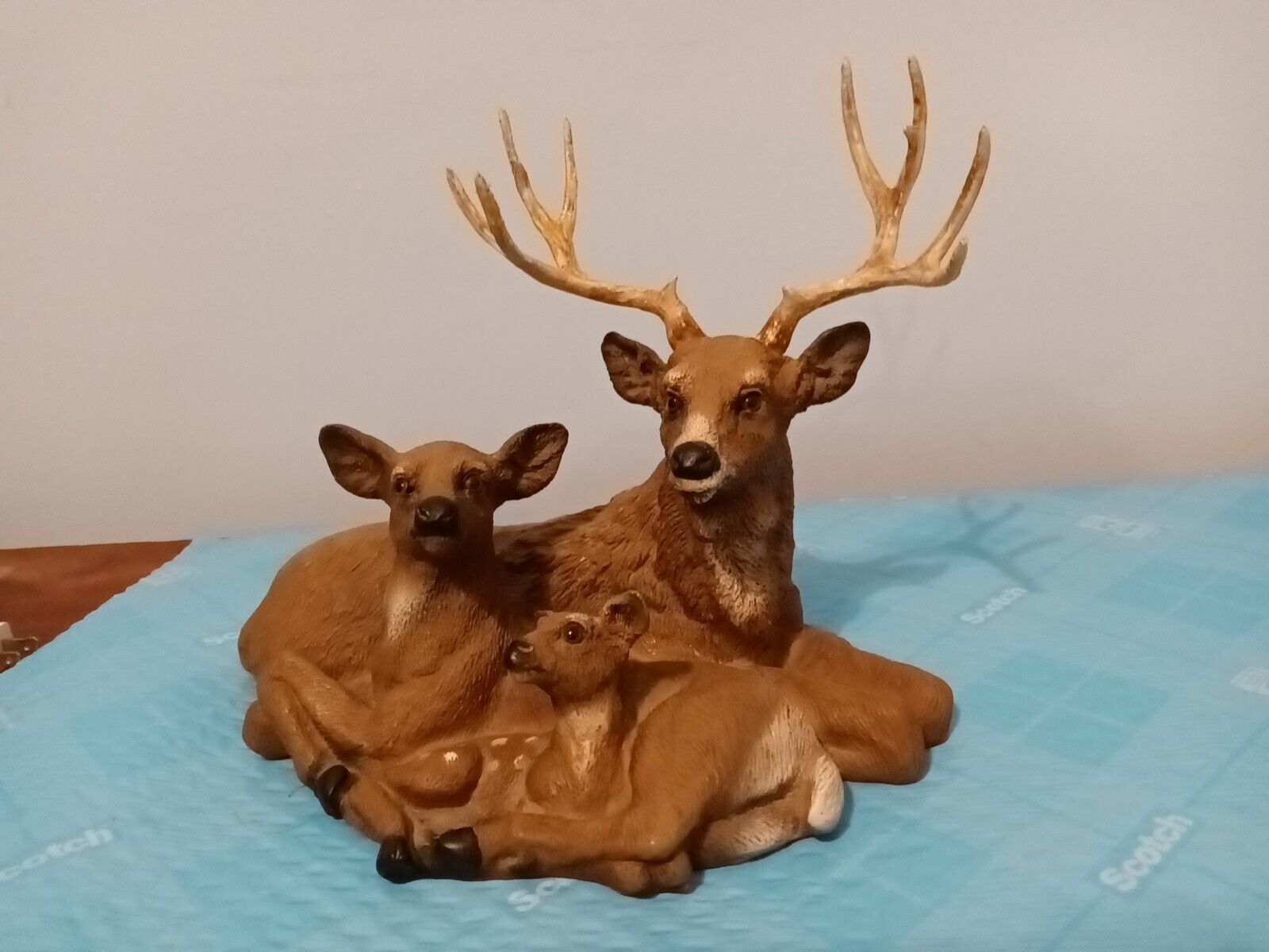 Home Interior 1pc Resin Deer Family  Made in USA 1998