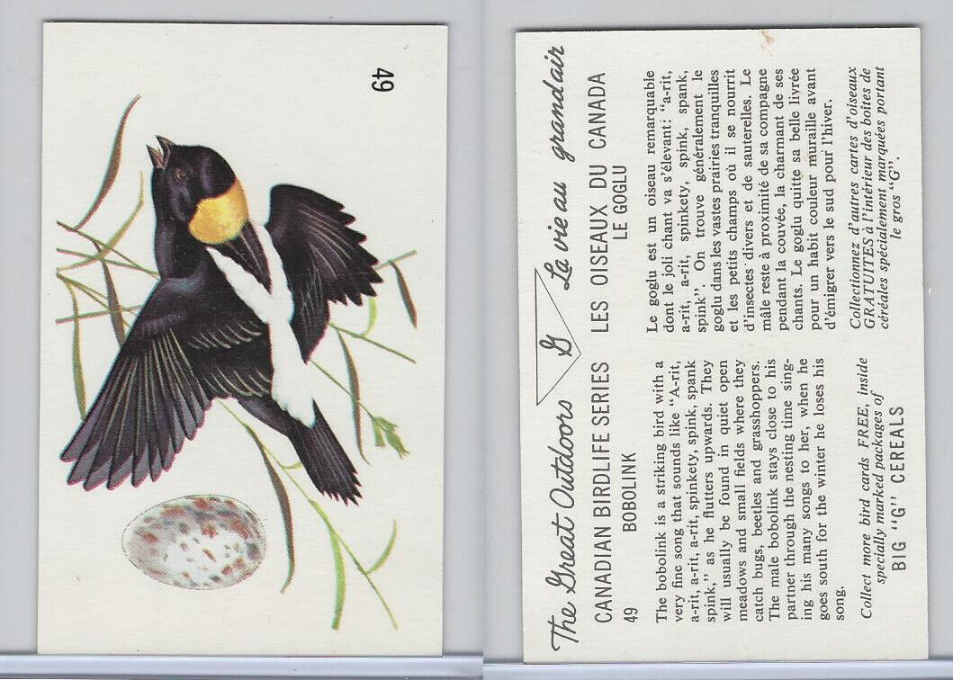 FC33-2  General Mills, Canadian Birdlife, 1960, #49 Bobolink