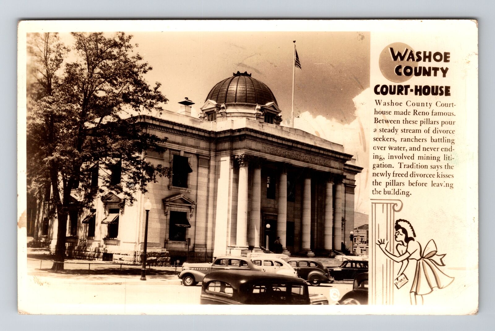 Reno NV-Nevada RPPC, Washoe County Court House, Real Photo c1940 Postcard