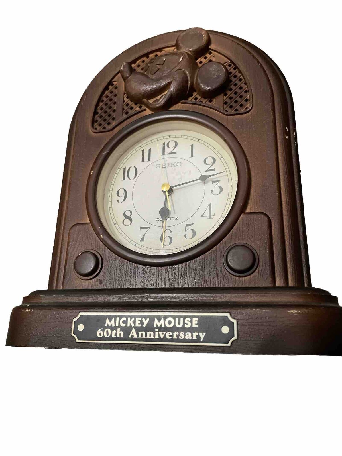 SEIKO Quartz Mickey Mouse 60th Anniversary Alarm Clock Walt Disney  Vintage