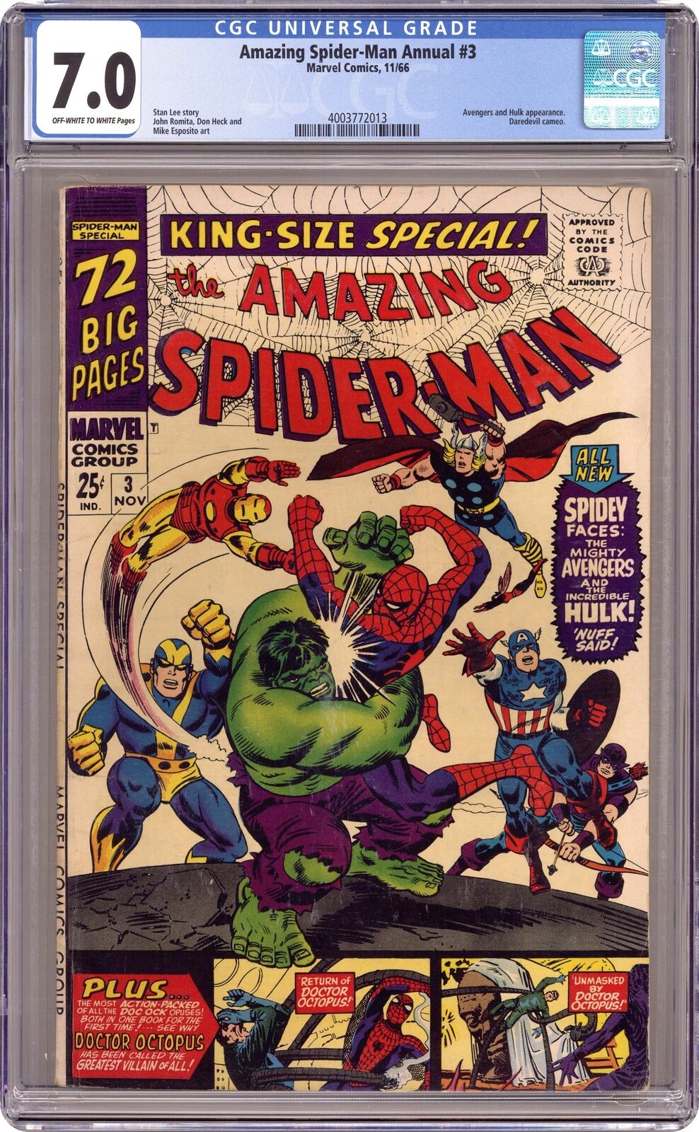 Amazing Spider-Man Annual #3 CGC 7.0 1966 4003772013