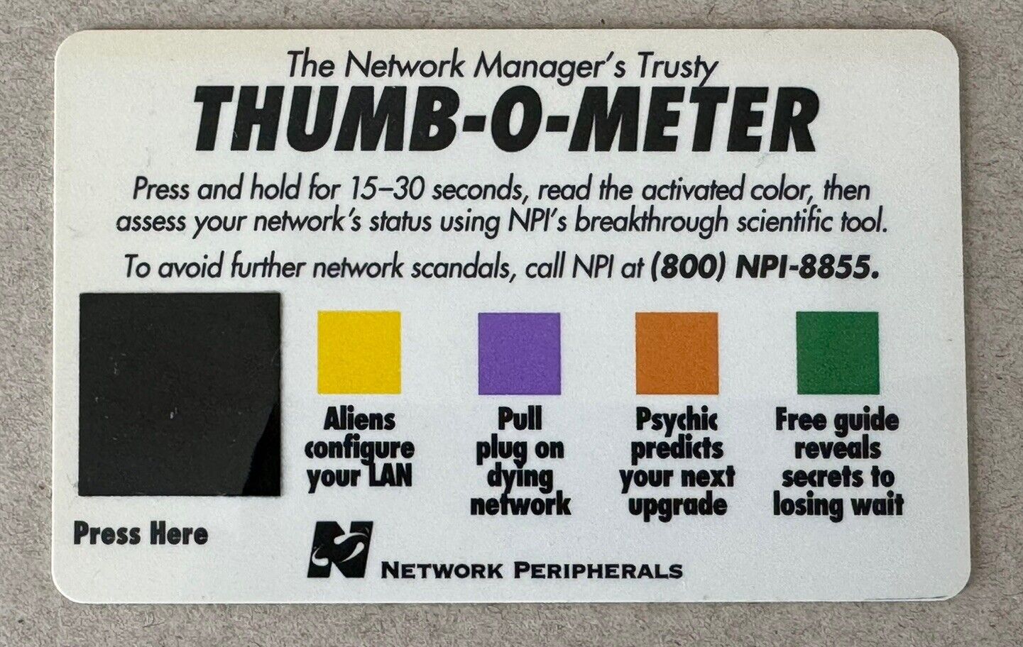 Thumb-o-Meter Stress Testing Card Promo Advertising Stress Test Vintage 1980s