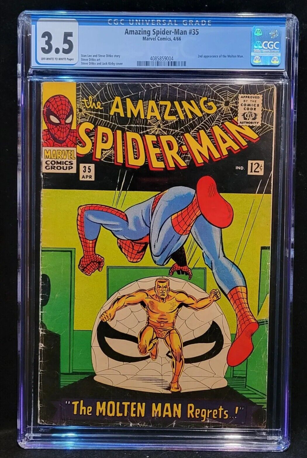 -🔥Amazing Spider-Man #35 (1966) CGC 3.5 2nd app the Molten Man/Stan Lee🔥