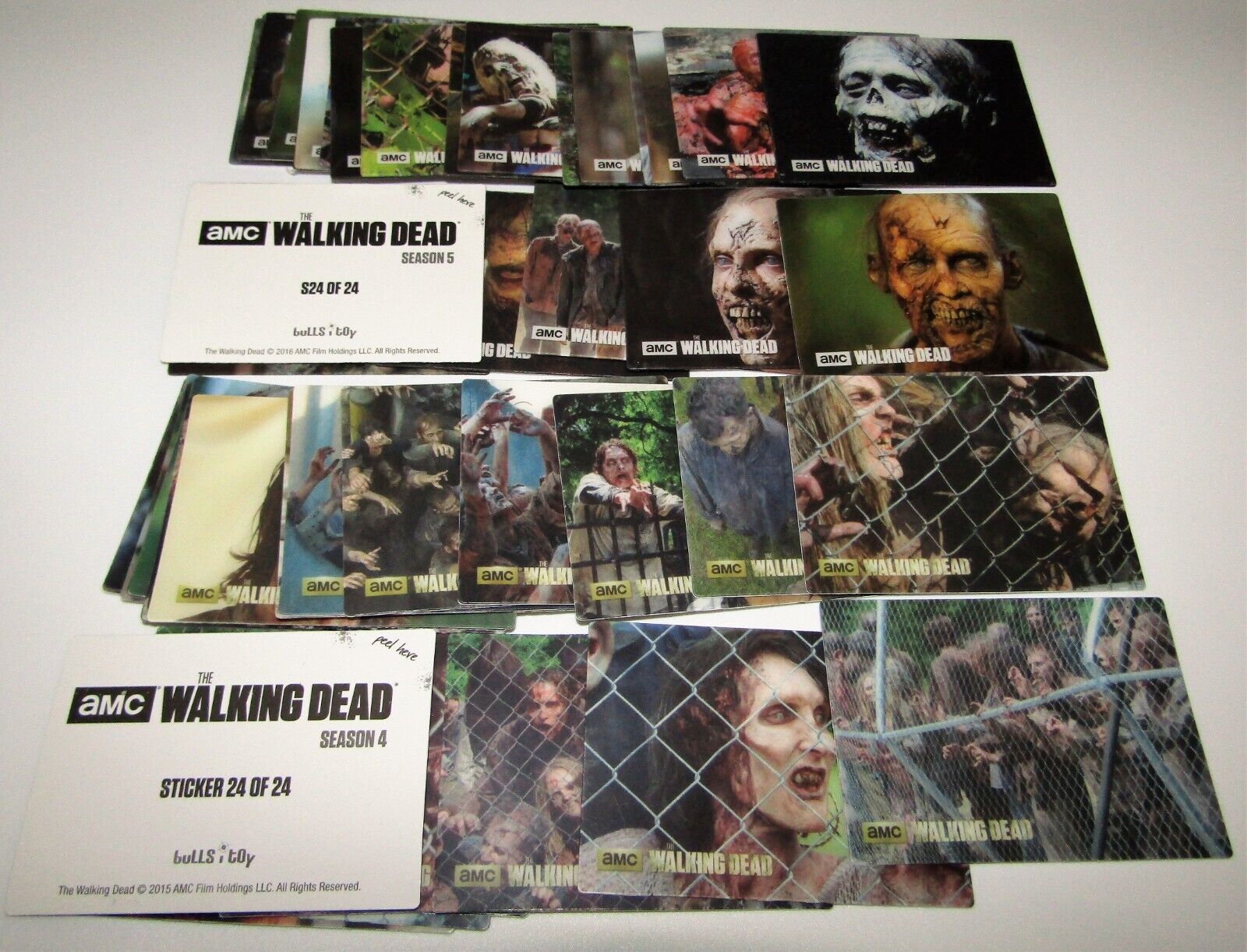 The Walking Dead Season 4 & 5 Sticker Plastic Trading Card set of 2 series
