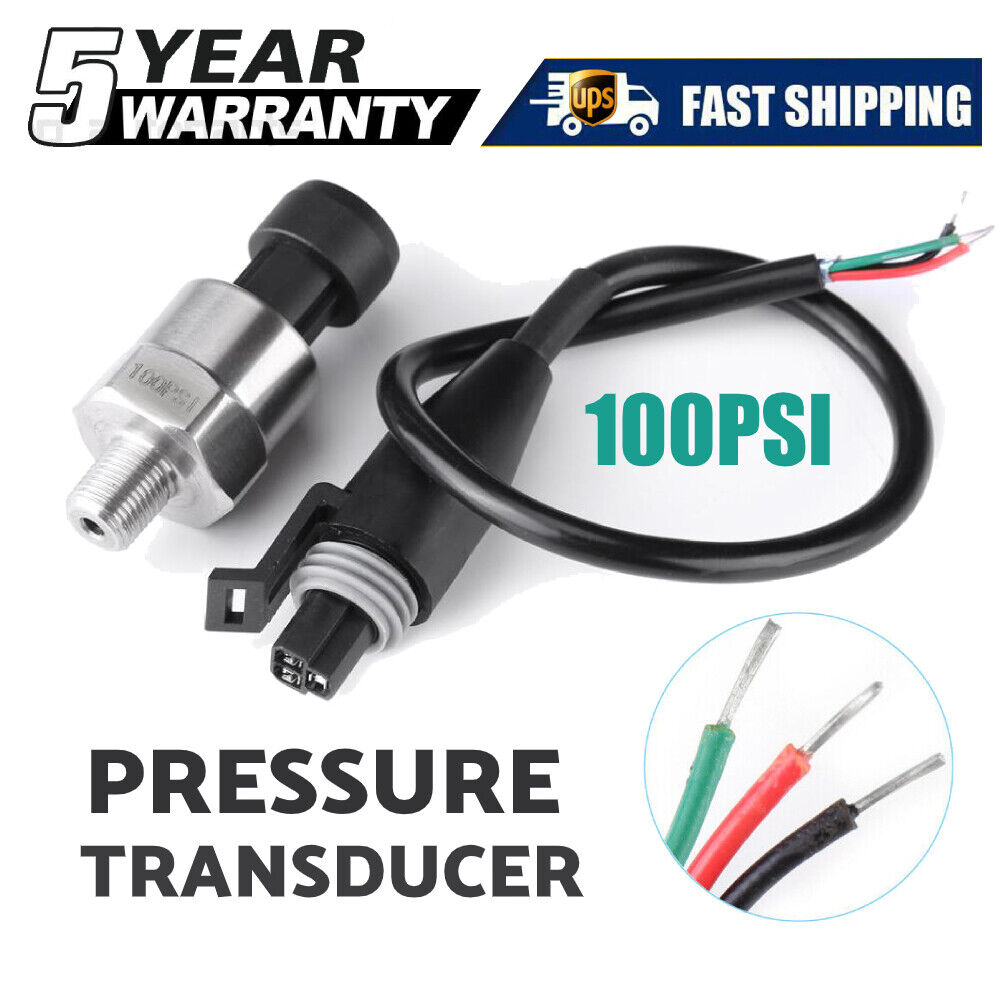 100PSI 5V Pressure Transducer or Sender 1/8NPT for Fuel Diesel Oil Air Water