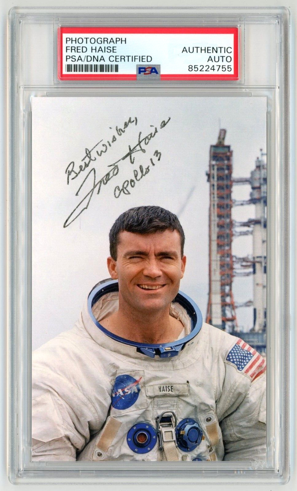 FRED HAISE Signed Photo w/ Apollo 13 Inscription - NASA Astronaut Portrait -PSA