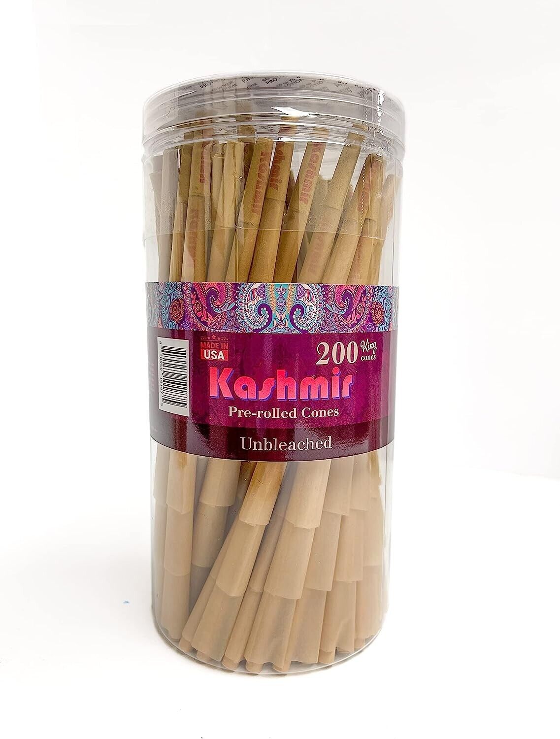 Kashmir Pre Rolled Cones Natural Rolling Papers King Size with Tips 200 Count