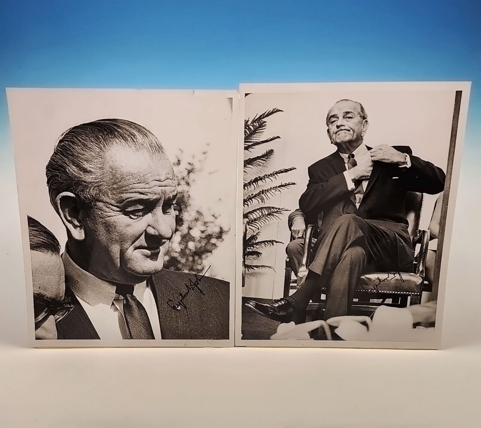 2 Original 1967 1968 Press Photo President Lyndon B Johnson LBJ Signed Autograph