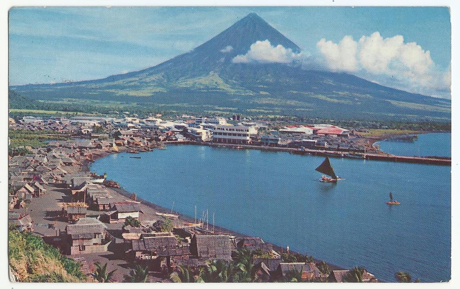 Mount Mayon Philippines, Old Postcard, Volcano Peak, Pan Am Airlines Issue