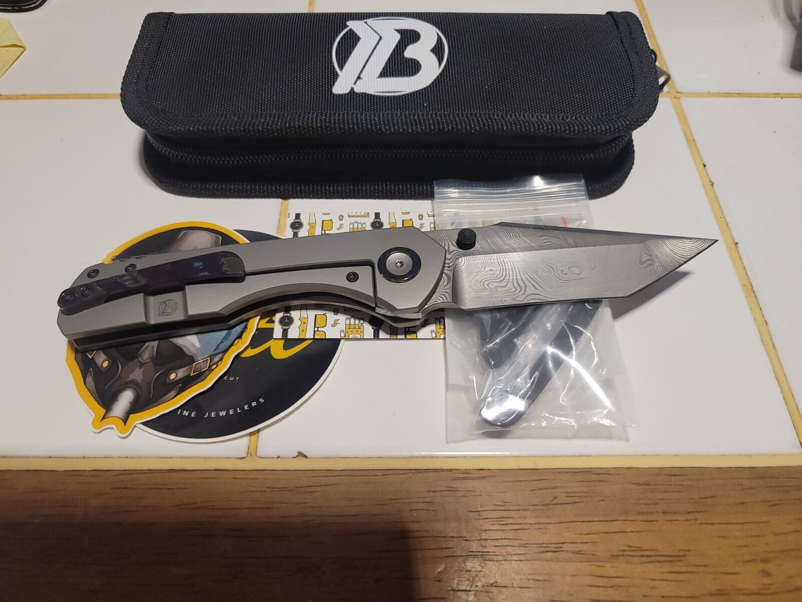 BRIAN BROWN KNIVES CORVUS POCKET KNIFE DAMASTEEL W/ZIRCUTI KIT NEW IN THE POUCH