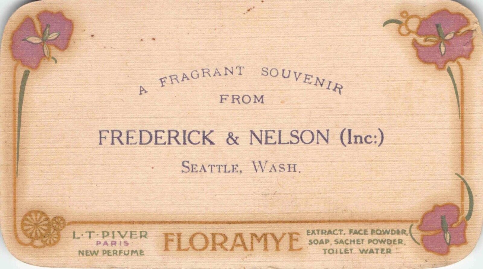 1911 Frederick & Nelson Seattle Floramye Business Card & Calendar - rare antique