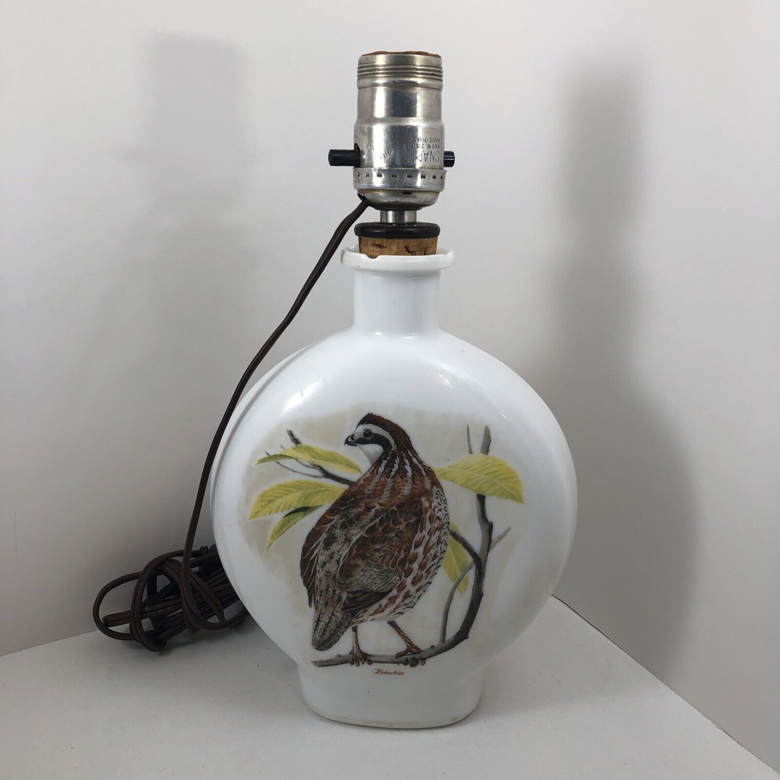 VTG Whiskey Glass Decanter Bobwhite 1969 Dant Distillery Field Birds LAMP