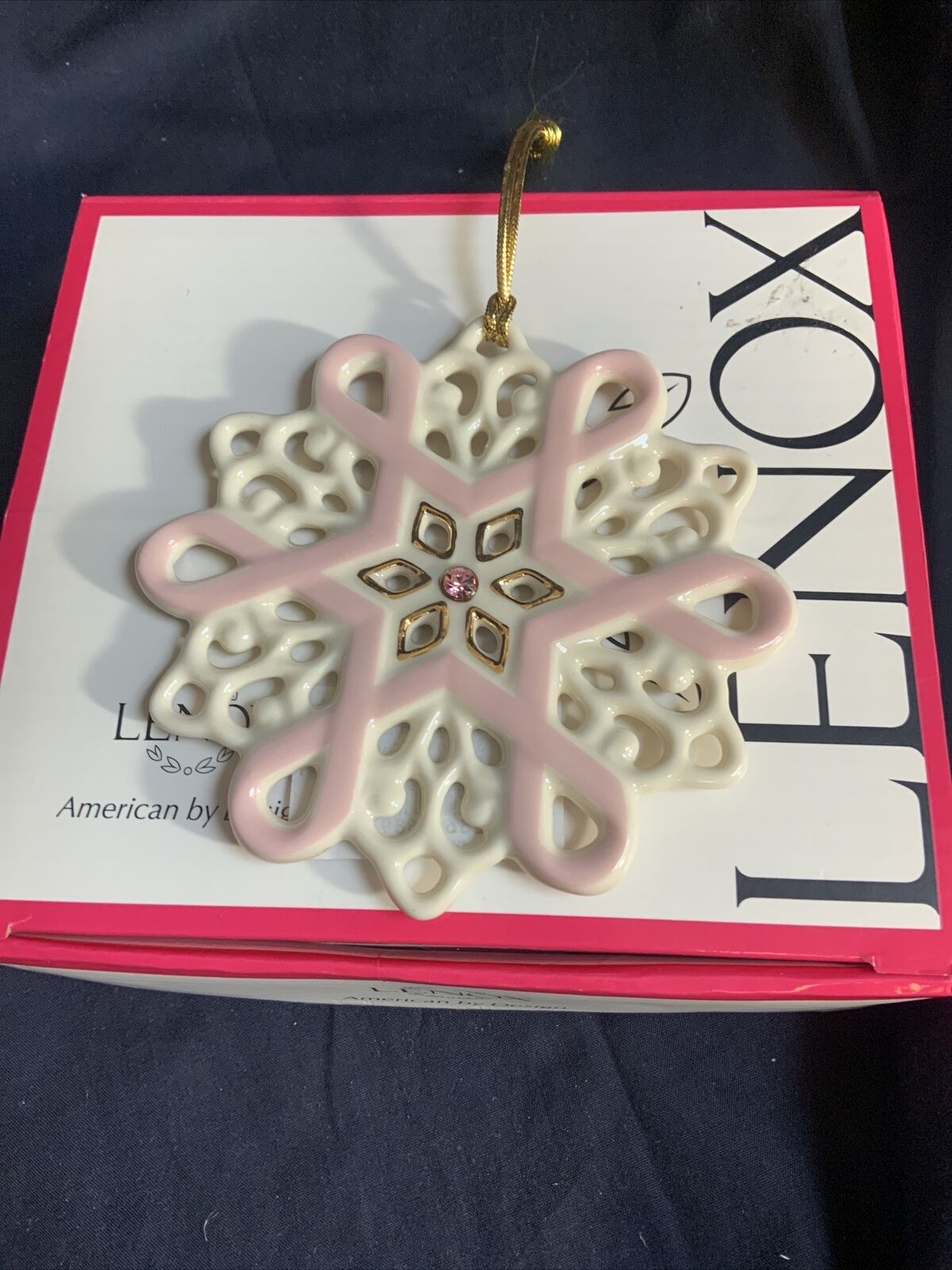 Lenox Gift of Knowledge Breast Cancer Awareness Snowflake Ornament NIB