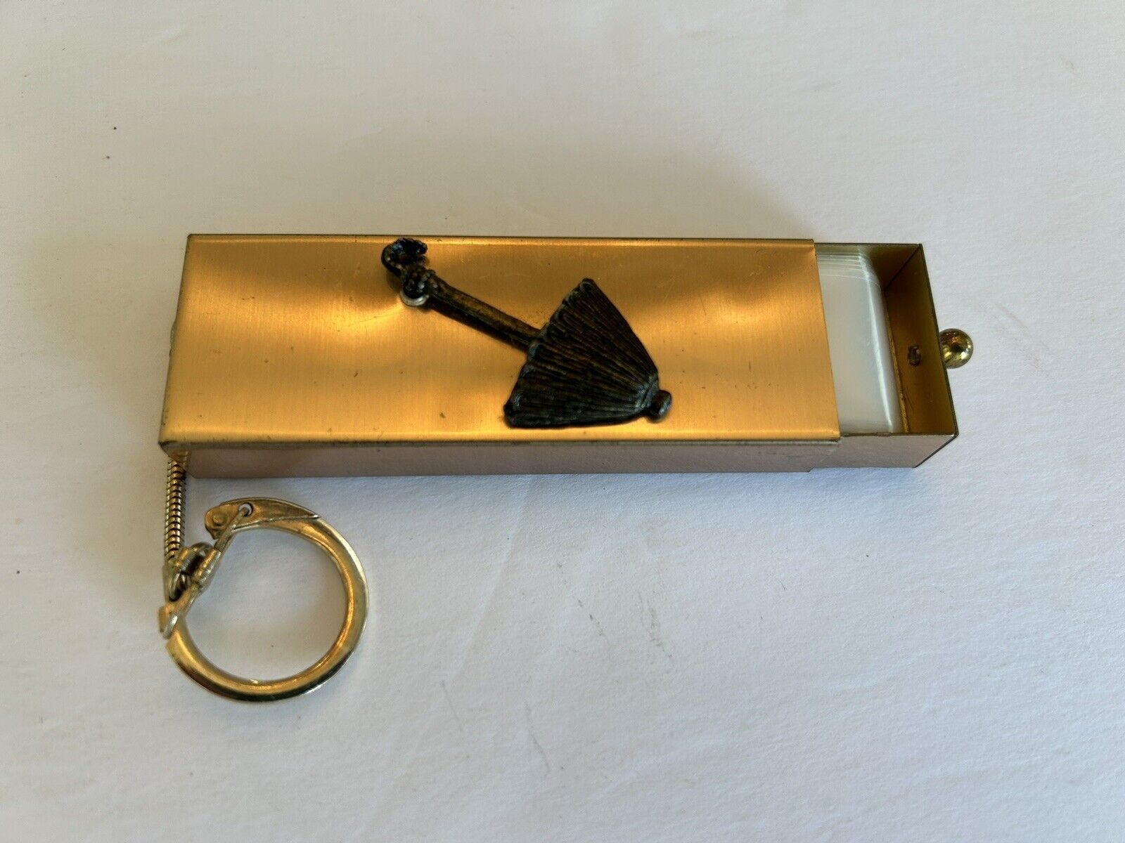 Vintage Gold Tone Rain Cap Keychain With Original Rain Hat. $ Drop