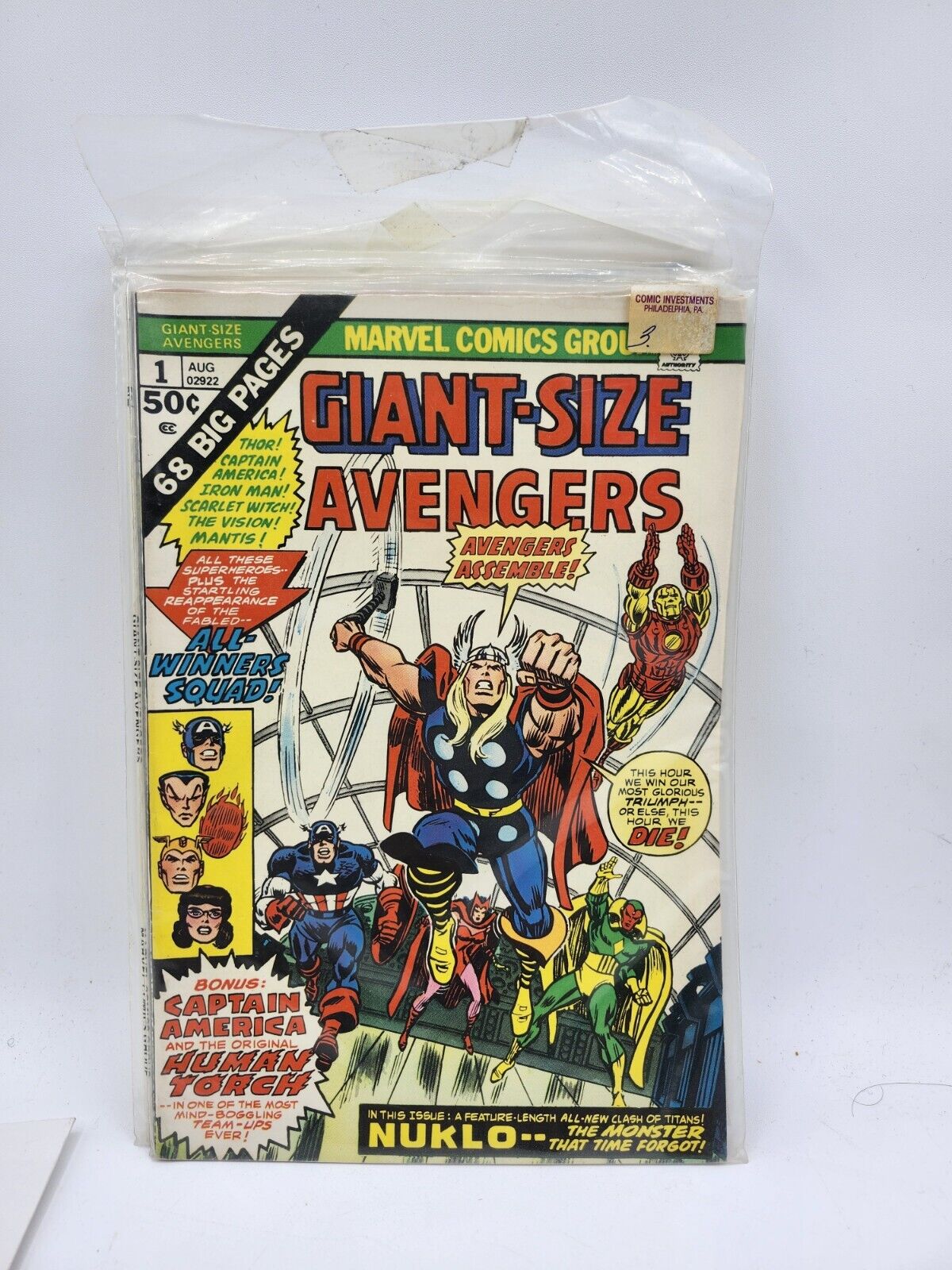 Giant Size Avengers 1 (1974) Nuklo Guest Golden Age Whizzer Marvel A3
