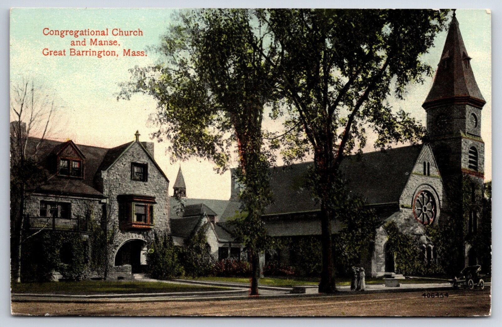 Congregational Church and Manse 1900\'s Great Barrington Massachusetts Postcard