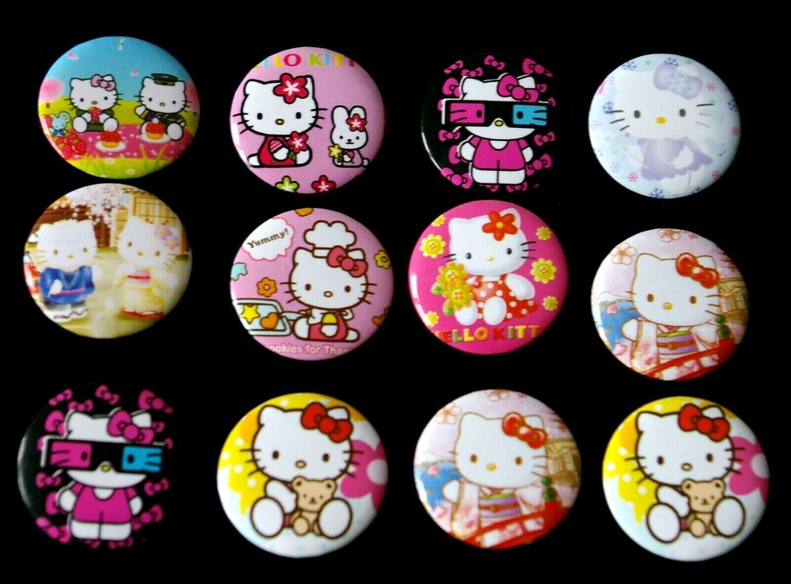 HELLO KITTY BADGE PINS various sizes and quantities 